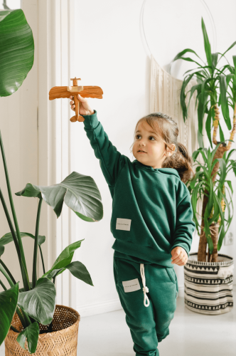 Bluza bawełniana z kapturem butelkowa zieleń