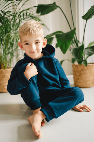 Bluza bawełniana z kapturem granatowa  gruba